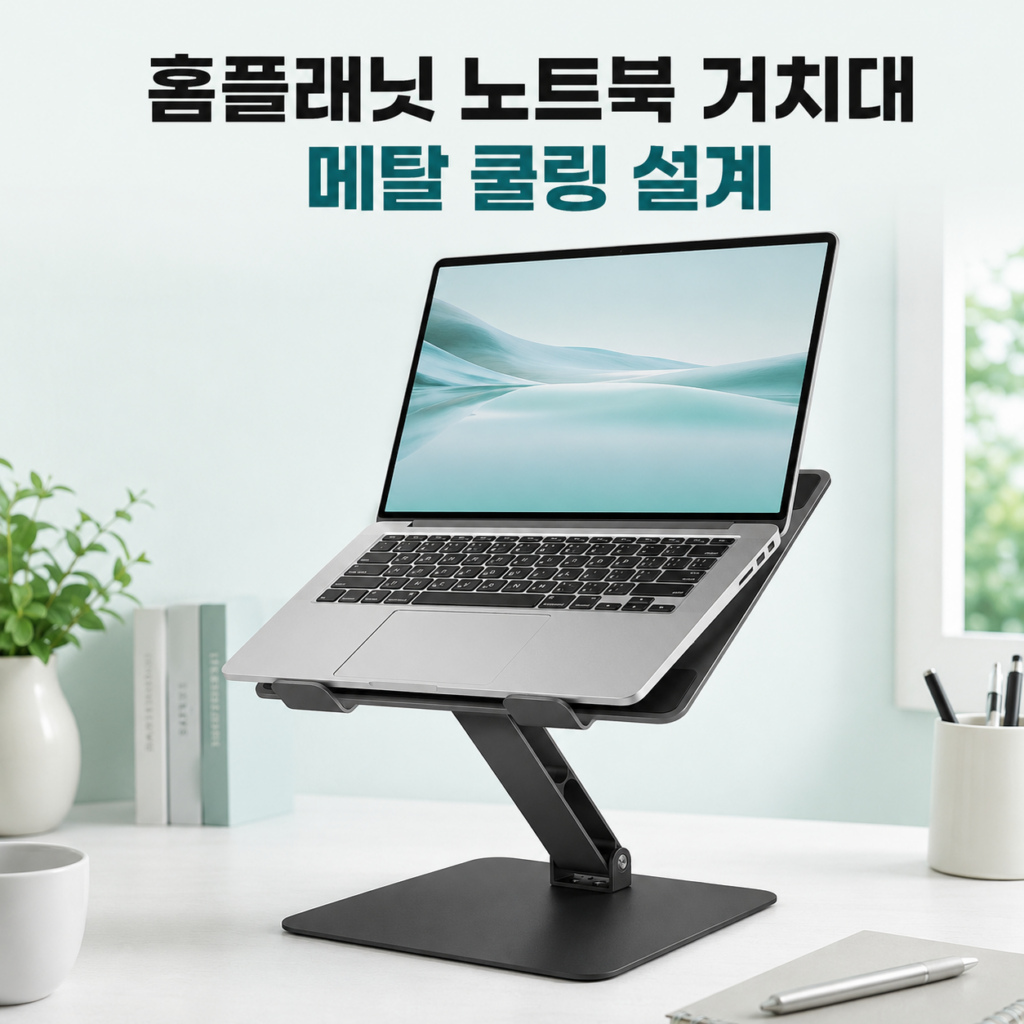 홈플래닛 메탈 쿨링 노트북 거치대 블랙 제품 이미지