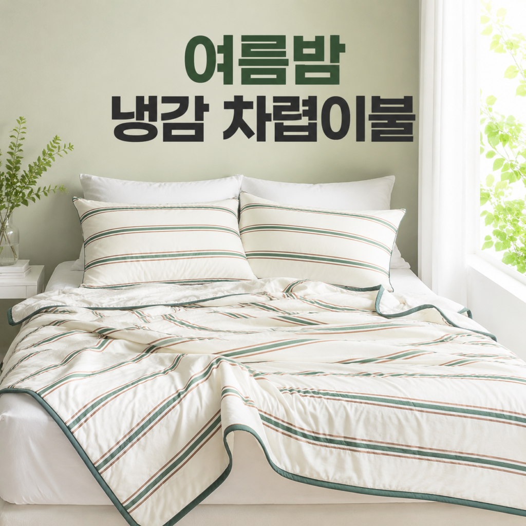 아토앤알로 롤데이 스트라이프 냉감 여름 차렵이불 제품 이미지