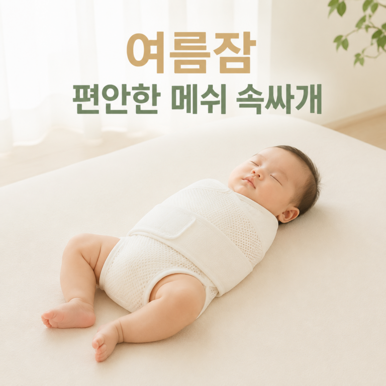 머미쿨 국내생산 메쉬 무소음 스와들 스트랩 슈트